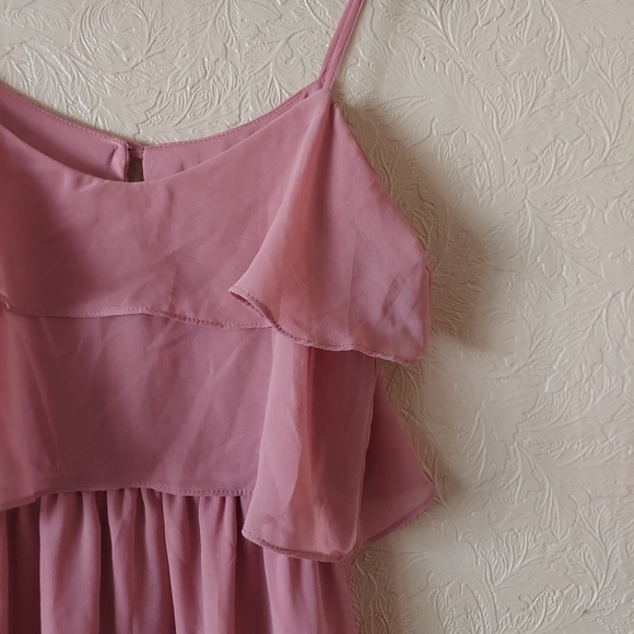Atmosphere pink mini dress layered top spaghetti strap chiffon size 4 - Picture 2 of 8
